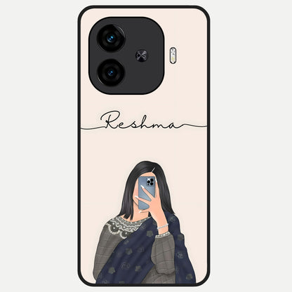  Mirror Mood Muse With Custom Name Glass Case for  iQOO Z9 Turbo back cover – full design glossy printed glass finish