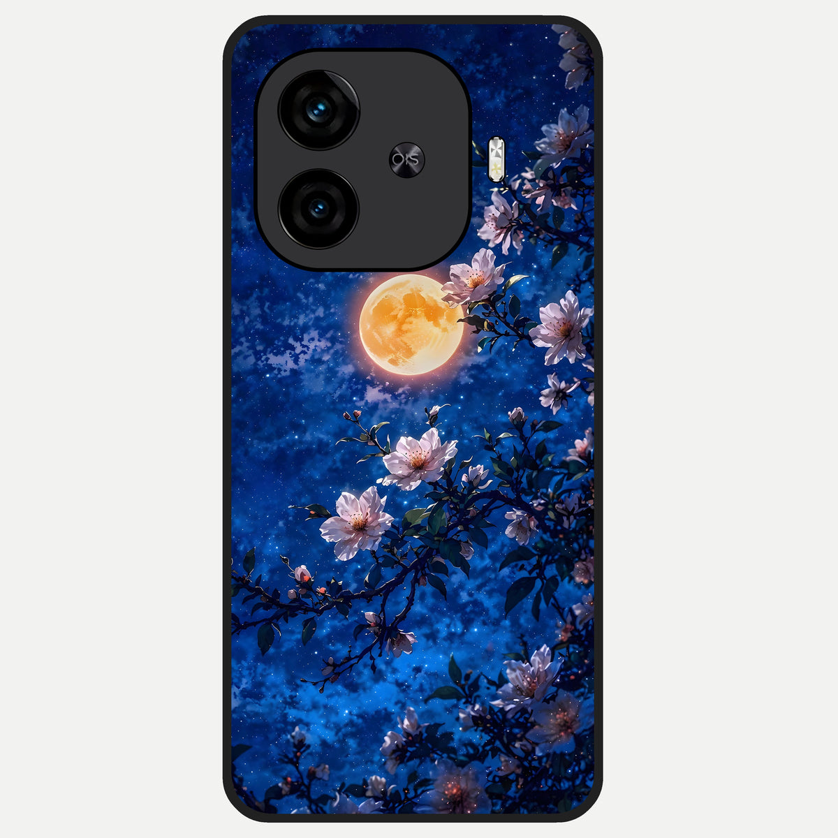  Moonlit Blossoms Night Glass Case for  iQOO Z9 Turbo back cover – full design glossy printed glass finish