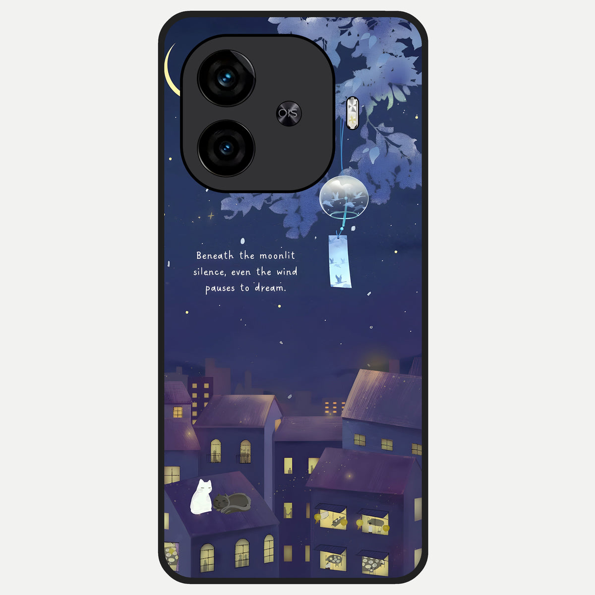  Moonlit Cat Silence Glass Case for  iQOO Z9 Turbo back cover – full design glossy printed glass finish