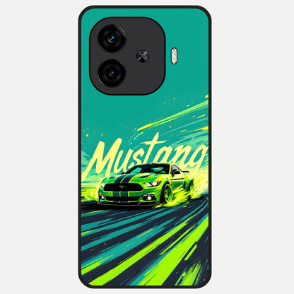  Mustang Bang Glass Case for  iQOO Z9 Turbo back cover – full design glossy printed glass finish