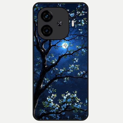  Mystic Floral Night Glass Case for  iQOO Z9 Turbo back cover – full design glossy printed glass finish