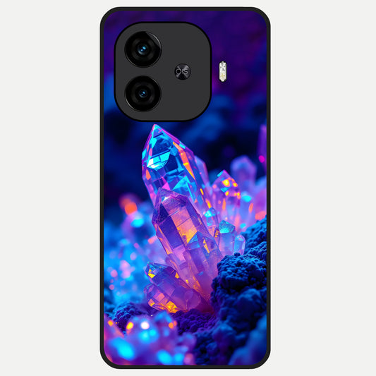  Neon Aura Shards Glass Case for  iQOO Z9 Turbo back cover – full design glossy printed glass finish