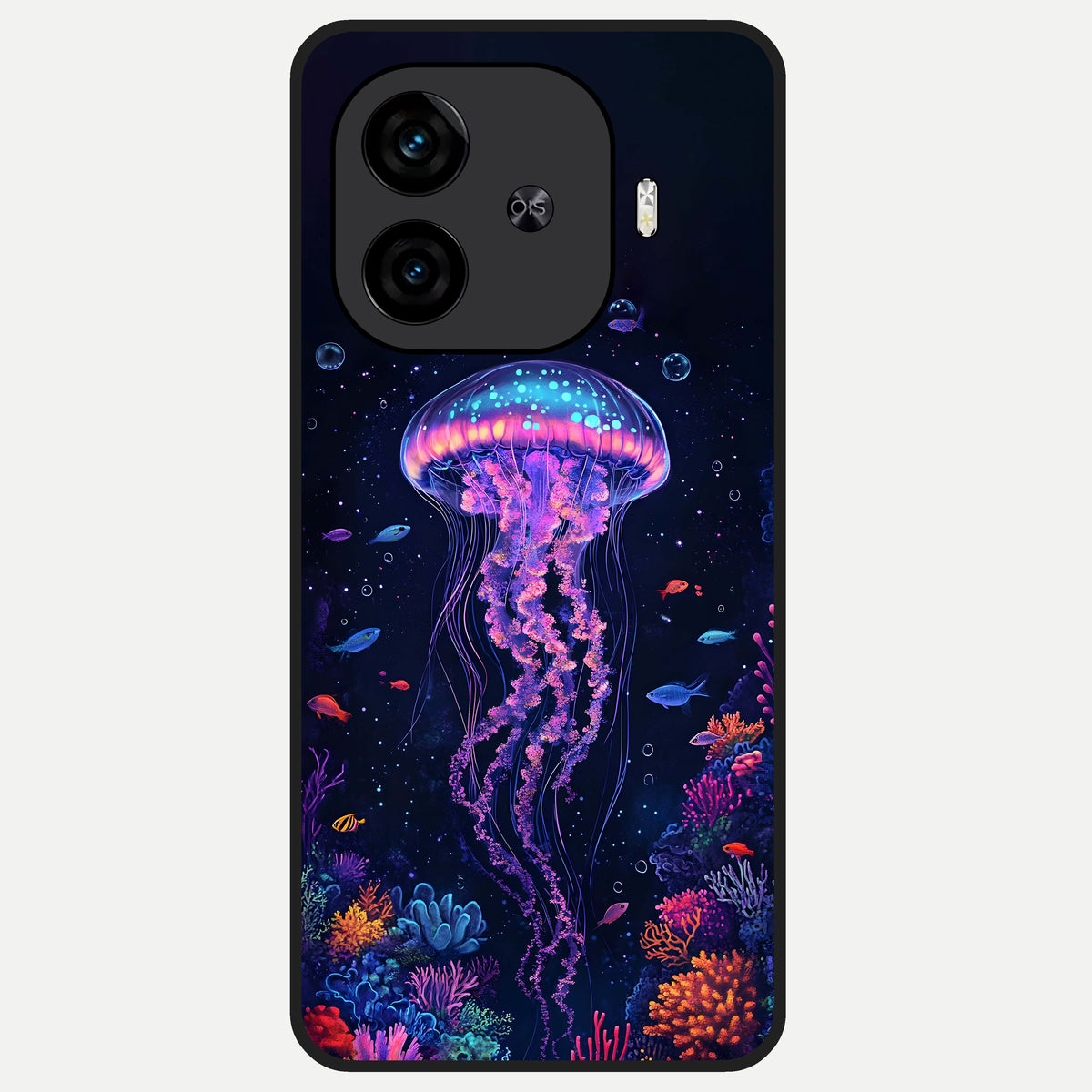  Neon Jellyfish Glass Case for  iQOO Z9 Turbo back cover – full design glossy printed glass finish
