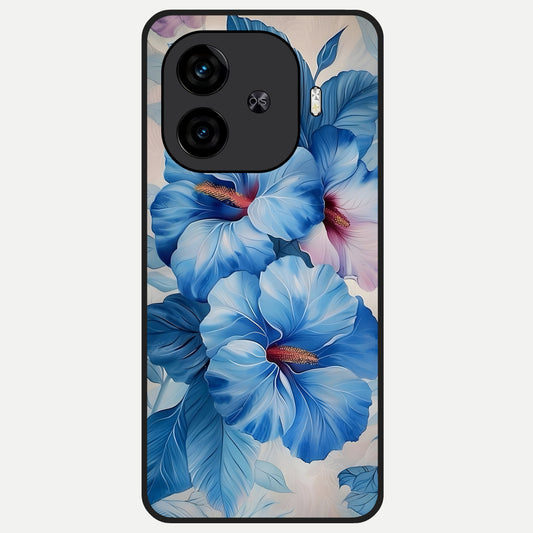  Ocean Hibiscus Grace Glass Case for  iQOO Z9 Turbo back cover – full design glossy printed glass finish