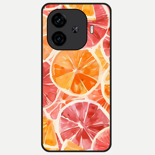  Orange Fruits Pattern Glass Case for  iQOO Z9 Turbo back cover – full design glossy printed glass finish