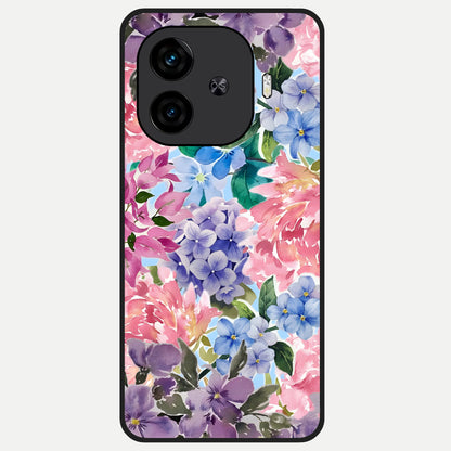  Pastel Floral Mix Glass Case for  iQOO Z9 Turbo back cover – full design glossy printed glass finish