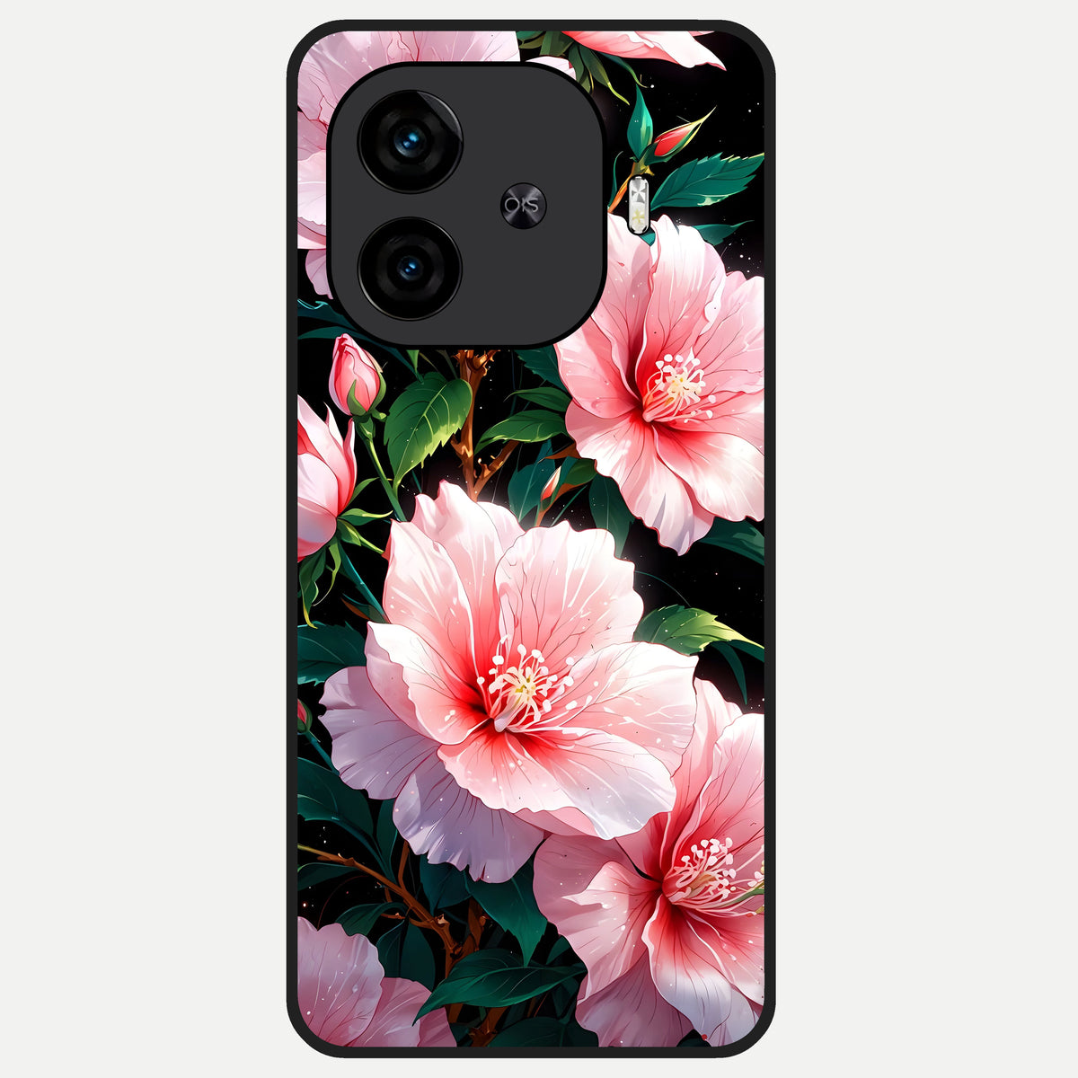  Peach Flower Glass Case for  iQOO Z9 Turbo back cover – full design glossy printed glass finish