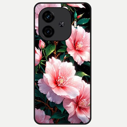  Peach Flower Glass Case for  iQOO Z9 Turbo back cover – full design glossy printed glass finish