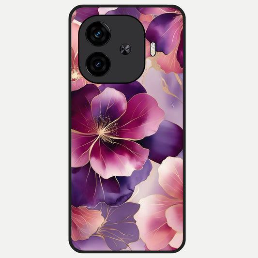  Pink Bouquet Florals Glass Case for  iQOO Z9 Turbo back cover – full design glossy printed glass finish