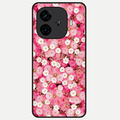  Pink Daisy Bliss Glass Case for  iQOO Z9 Turbo back cover – full design glossy printed glass finish