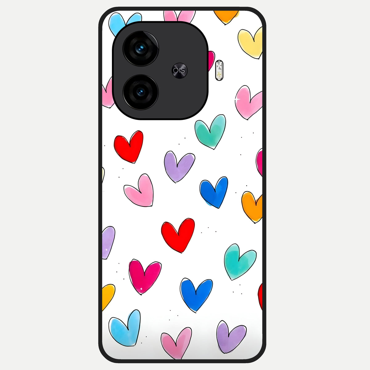  Playful Love Doodles Glass Case for  iQOO Z9 Turbo back cover – full design glossy printed glass finish