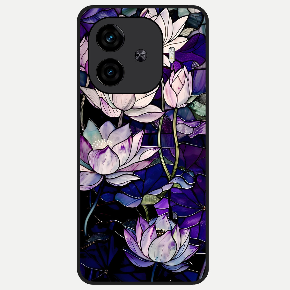  Purple Lotus Pattern Glass Case for  iQOO Z9 Turbo back cover – full design glossy printed glass finish