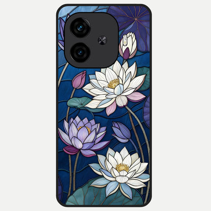  Purple Lotus Stained Glass Case for  iQOO Z9 Turbo back cover – full design glossy printed glass finish