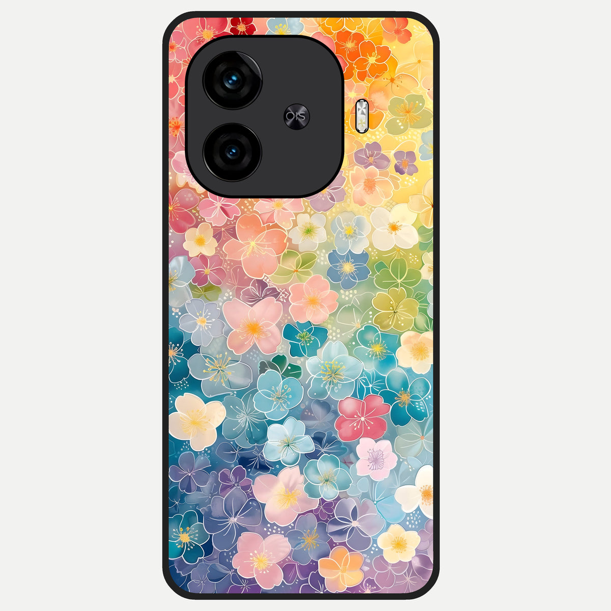  Rainbow Blossom Burst Glass Case for  iQOO Z9 Turbo back cover – full design glossy printed glass finish