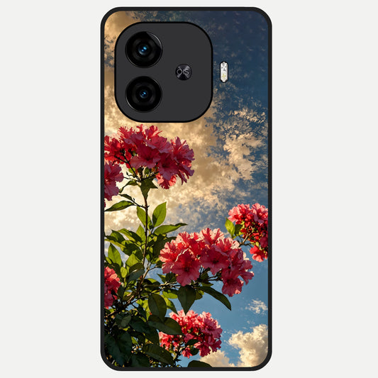  Red Bloom Skies Glass Case for  iQOO Z9 Turbo back cover – full design glossy printed glass finish