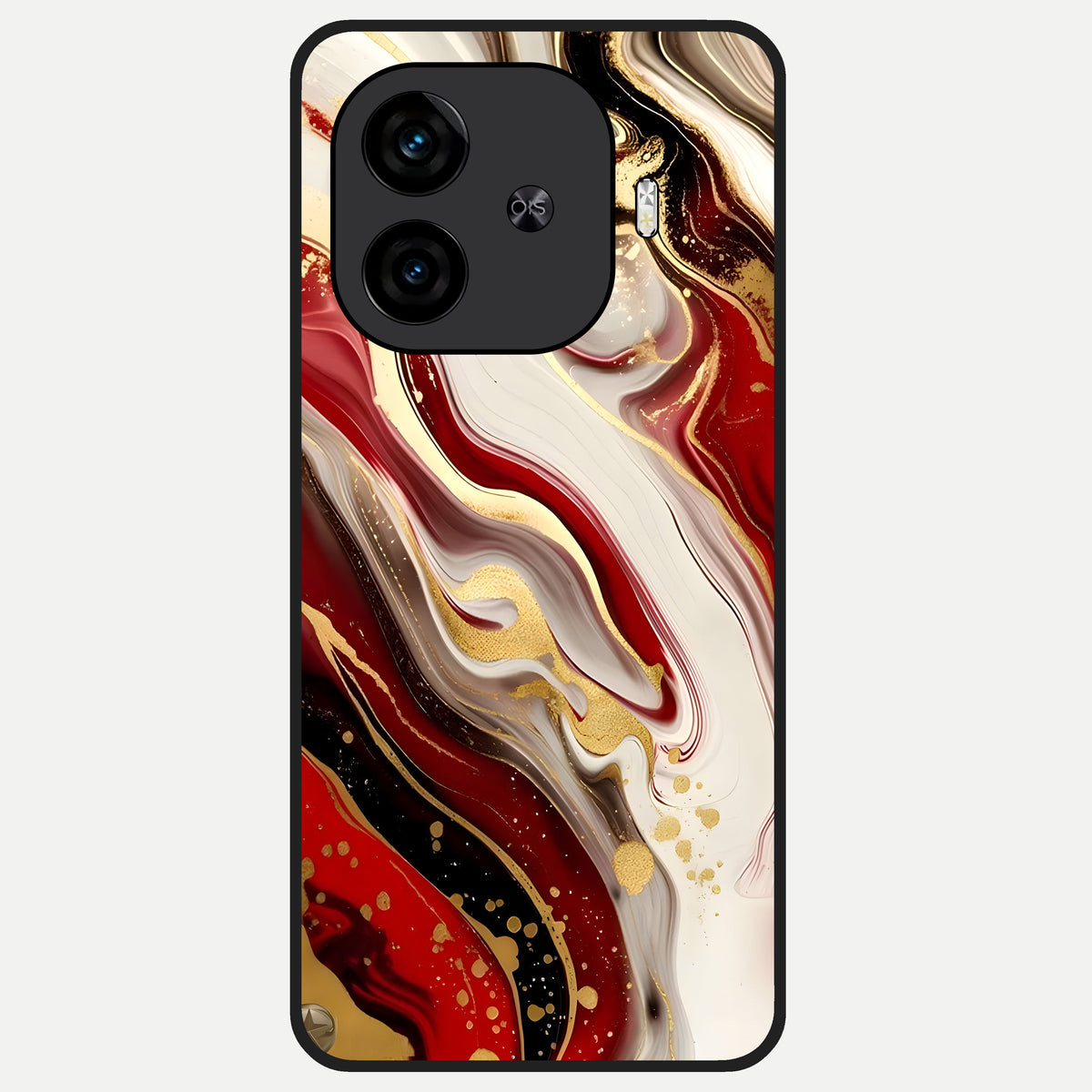  Red And White Marble Glass Case for  iQOO Z9 Turbo back cover – full design glossy printed glass finish