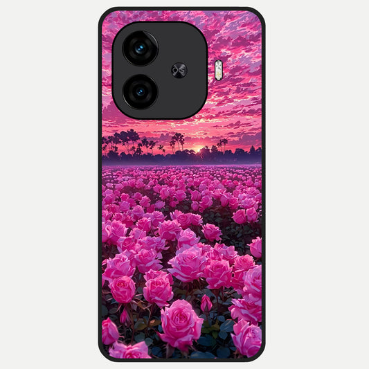  Rose Sunset Valley Glass Case for  iQOO Z9 Turbo back cover – full design glossy printed glass finish