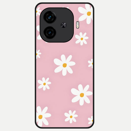  Soft Daisy Bliss Glass Case for  iQOO Z9 Turbo back cover – full design glossy printed glass finish