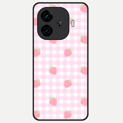  Strawberry Picnic Love Glass Case for  iQOO Z9 Turbo back cover – full design glossy printed glass finish