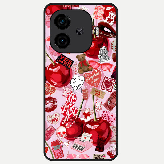  Sweet Cherry Chaos Glass Case for  iQOO Z9 Turbo back cover – full design glossy printed glass finish
