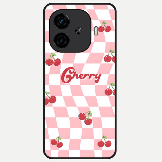  Sweet Cherry Vibes Glass Case for  iQOO Z9 Turbo back cover – full design glossy printed glass finish