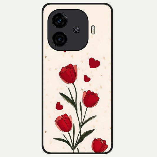  Tulip With Heart Glass Case for  iQOO Z9 Turbo back cover – full design glossy printed glass finish