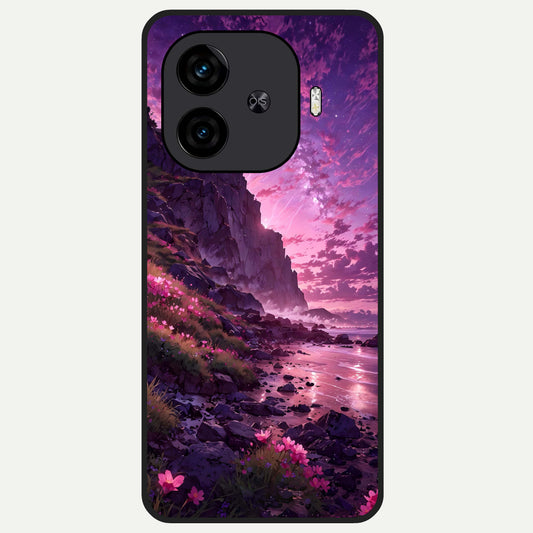  Twilight Blossom Coast Glass Case for  iQOO Z9 Turbo back cover – full design glossy printed glass finish