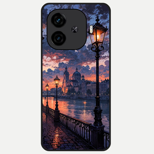  Twilight River Lights Glass Case for  iQOO Z9 Turbo back cover – full design glossy printed glass finish
