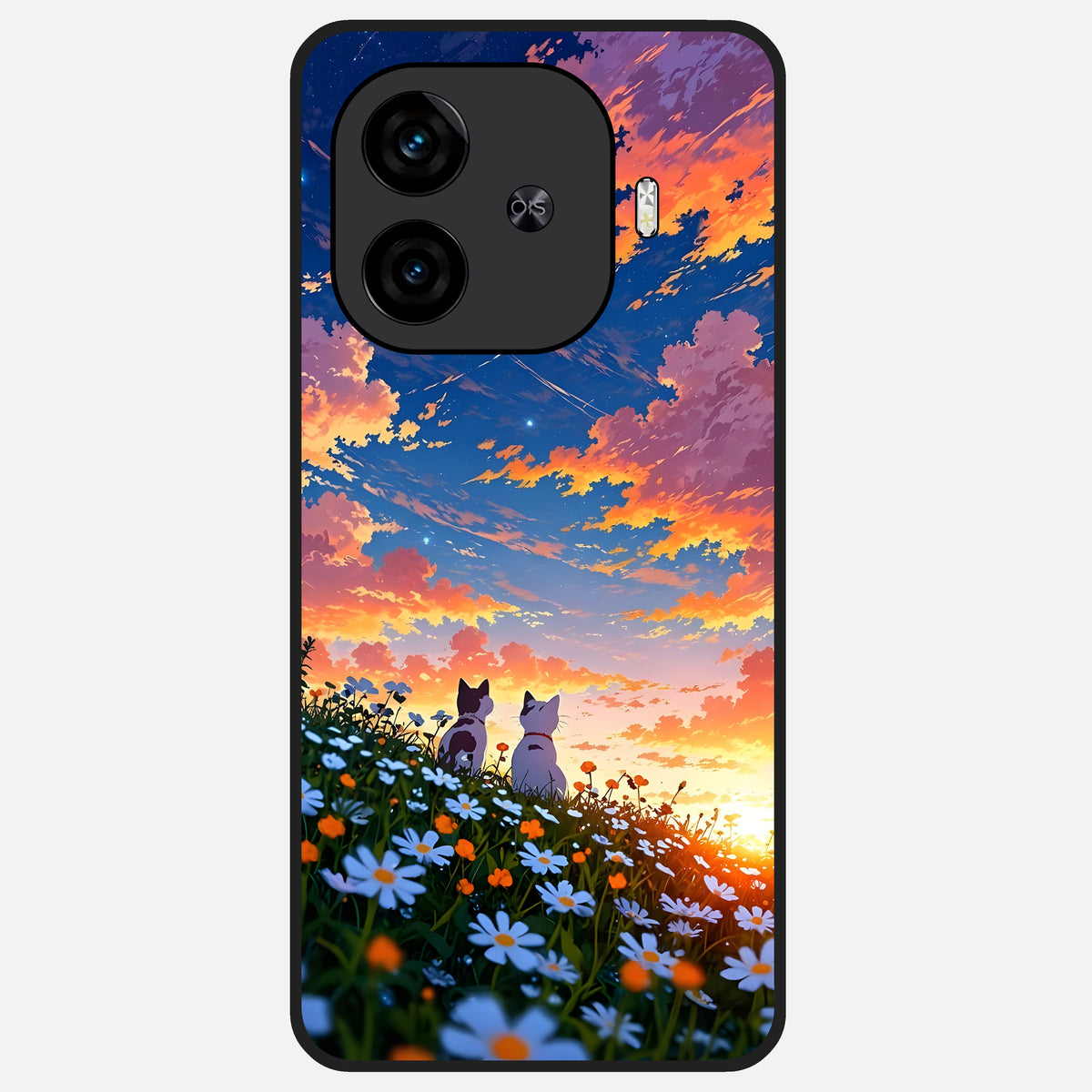  Two Cats Friends Glass Case for  iQOO Z9 Turbo back cover – full design glossy printed glass finish