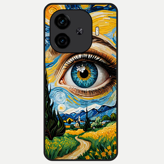  Van Gogh Eye Glass Case for  iQOO Z9 Turbo back cover – full design glossy printed glass finish