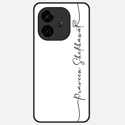  White Tune Custom Name Glass Case for  iQOO Z9 Turbo back cover – personalized glossy printed glass finish