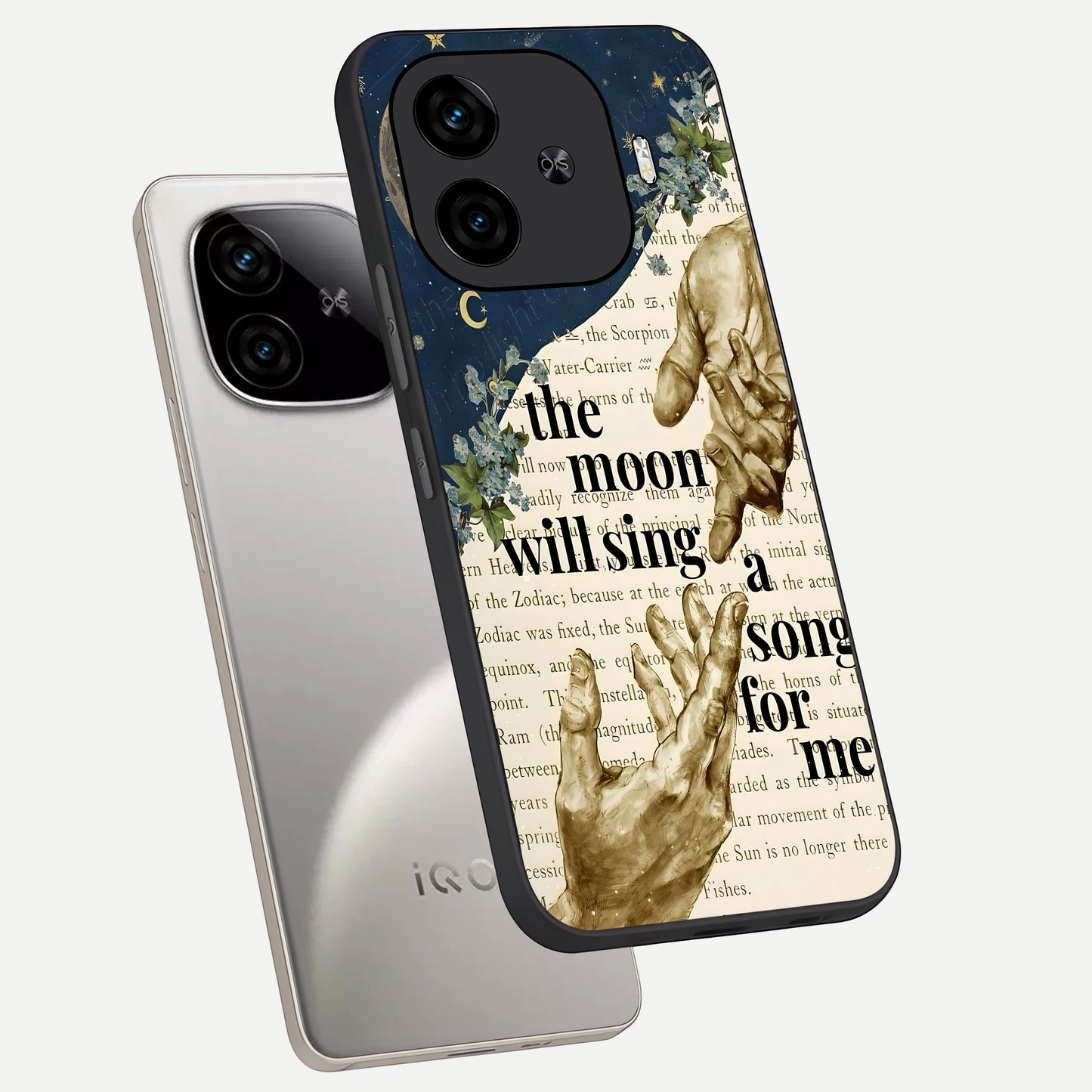  Aesthetic Divine phone case for  iQOO Z9 Turbo showing premium glass back cover with detailed artwork