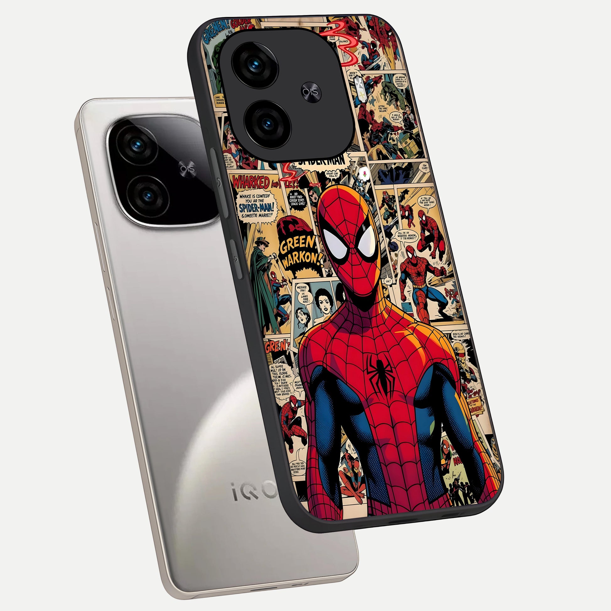  Aesthetic Spider phone case for  iQOO Z9 Turbo showing premium glass back cover with detailed artwork
