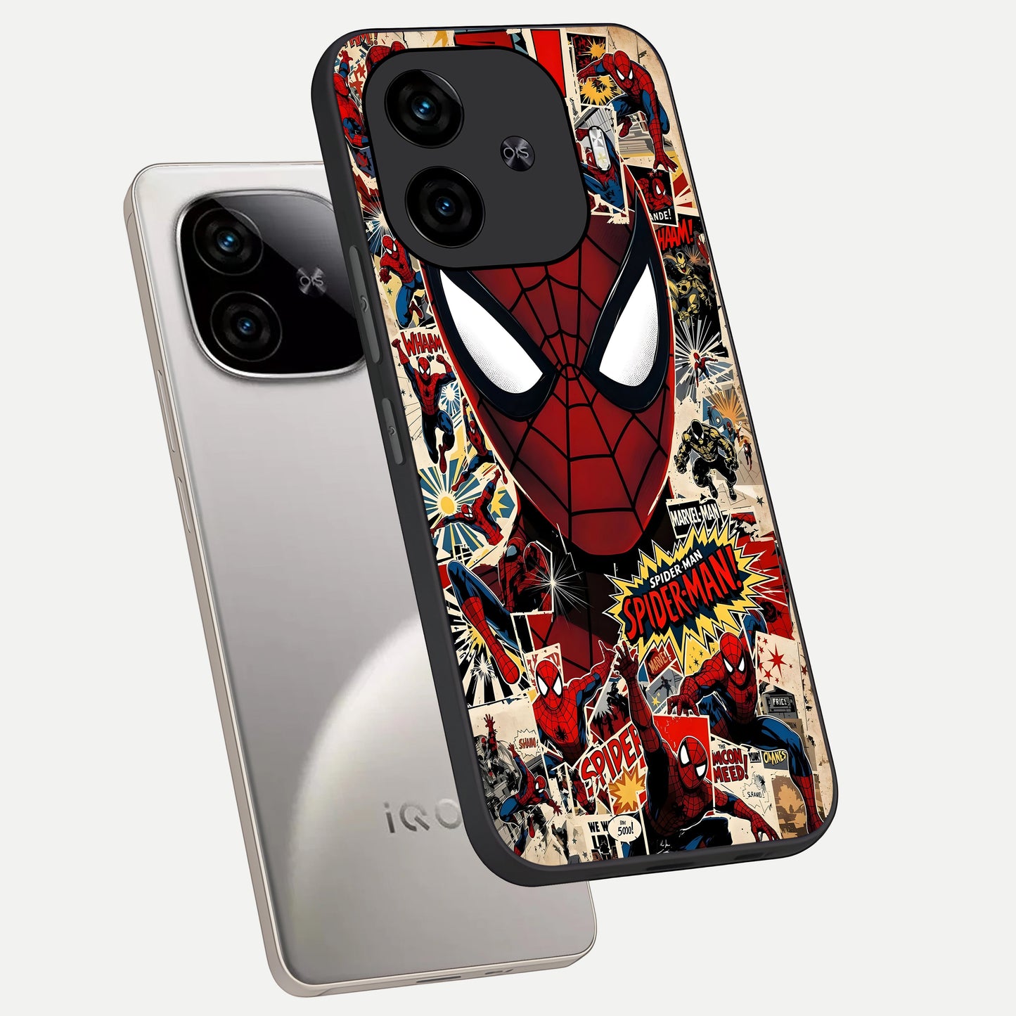  Aesthetic Wonder Spider phone case for  iQOO Z9 Turbo showing premium glass back cover with detailed artwork