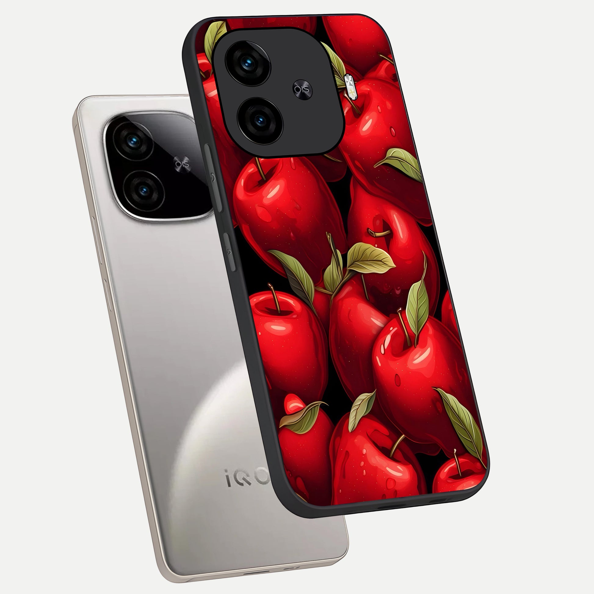  Apple Pattern phone case for  iQOO Z9 Turbo showing premium glass back cover with detailed artwork