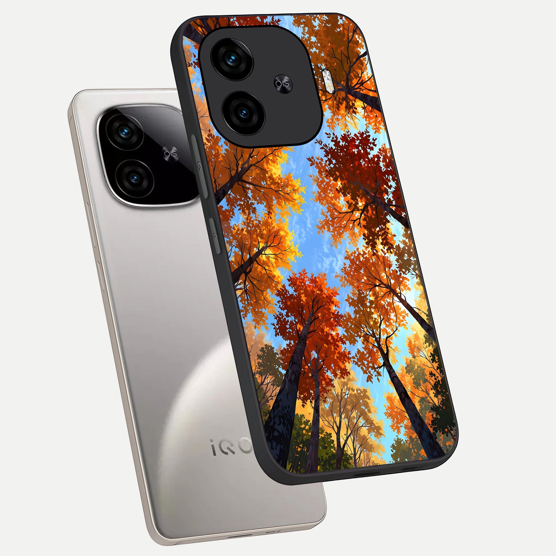  Autumn Sky Rise phone case for  iQOO Z9 Turbo showing premium glass back cover with detailed artwork