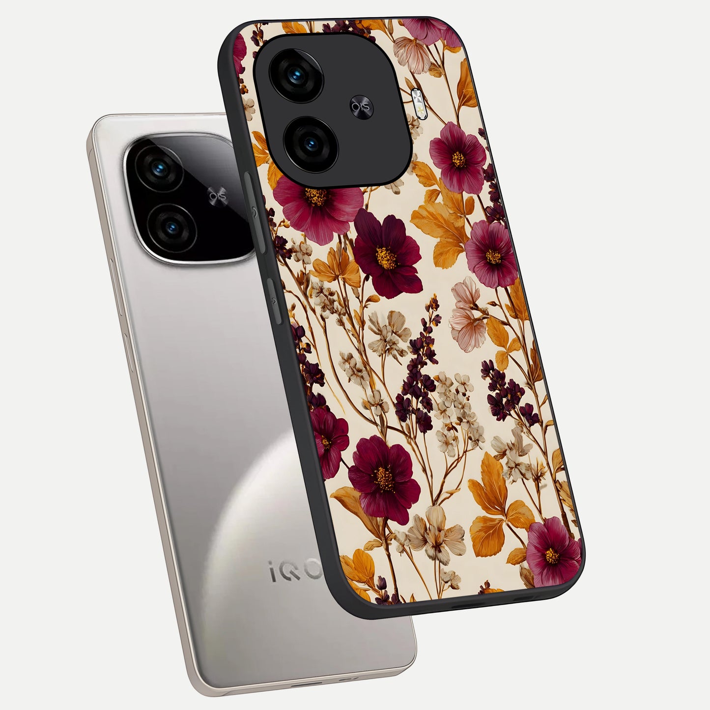  Autumn Wine Bloom phone case for  iQOO Z9 Turbo showing premium glass back cover with detailed artwork