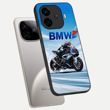  BMW Power Drift phone case for  iQOO Z9 Turbo showing premium glass back cover with detailed artwork