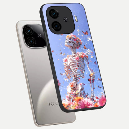  Bloom Beyond Bones phone case for  iQOO Z9 Turbo showing premium glass back cover with detailed artwork