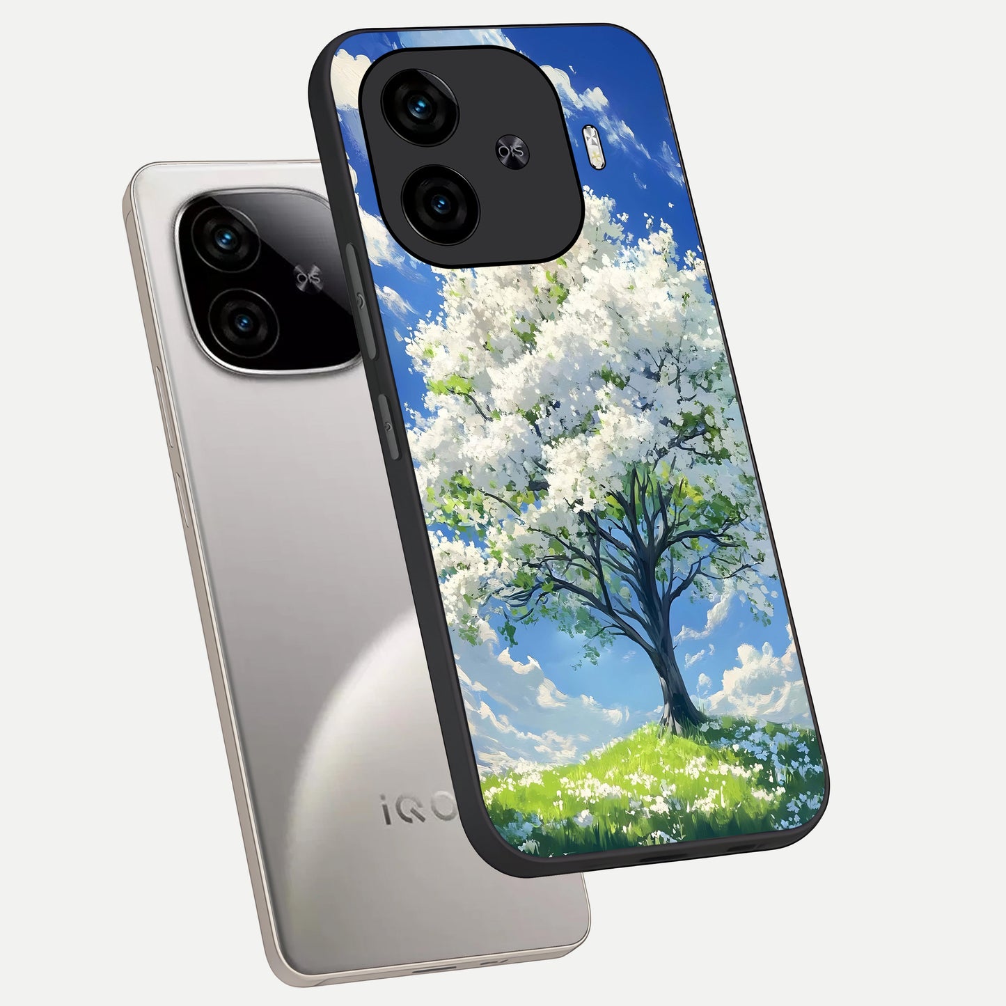  Blossom Sky Serenity phone case for  iQOO Z9 Turbo showing premium glass back cover with detailed artwork