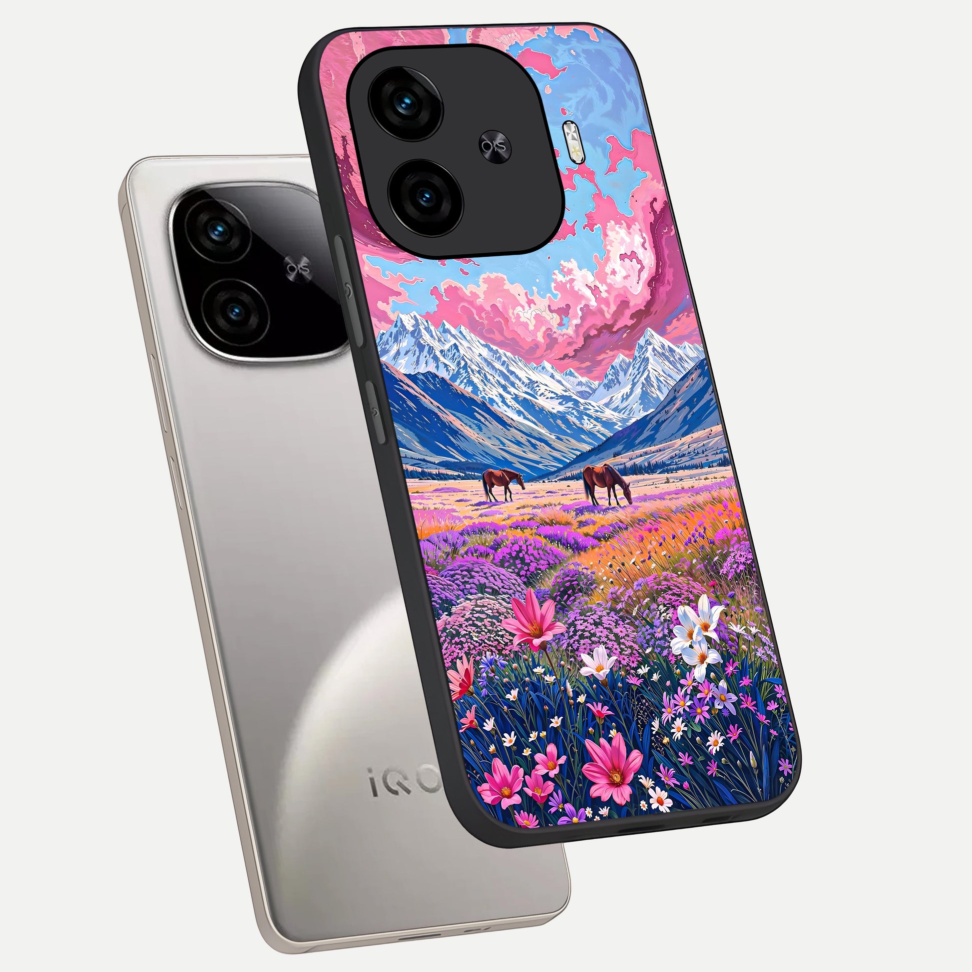  Blossom Valley Dream phone case for  iQOO Z9 Turbo showing premium glass back cover with detailed artwork