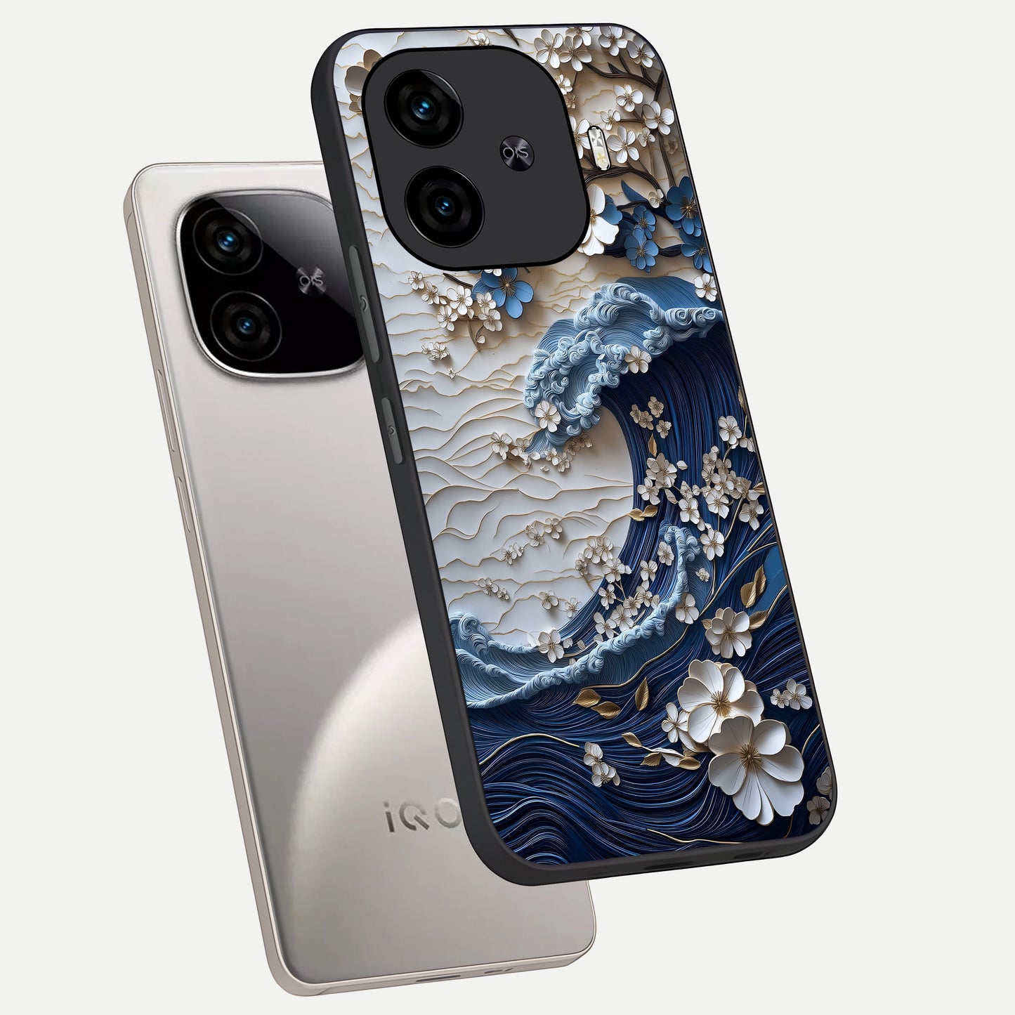  Blossom Wave Art phone case for  iQOO Z9 Turbo showing premium glass back cover with detailed artwork