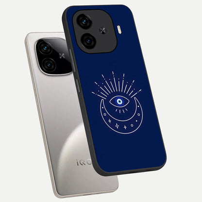  Blue Evil Eye phone case for  iQOO Z9 Turbo showing premium glass back cover with detailed artwork
