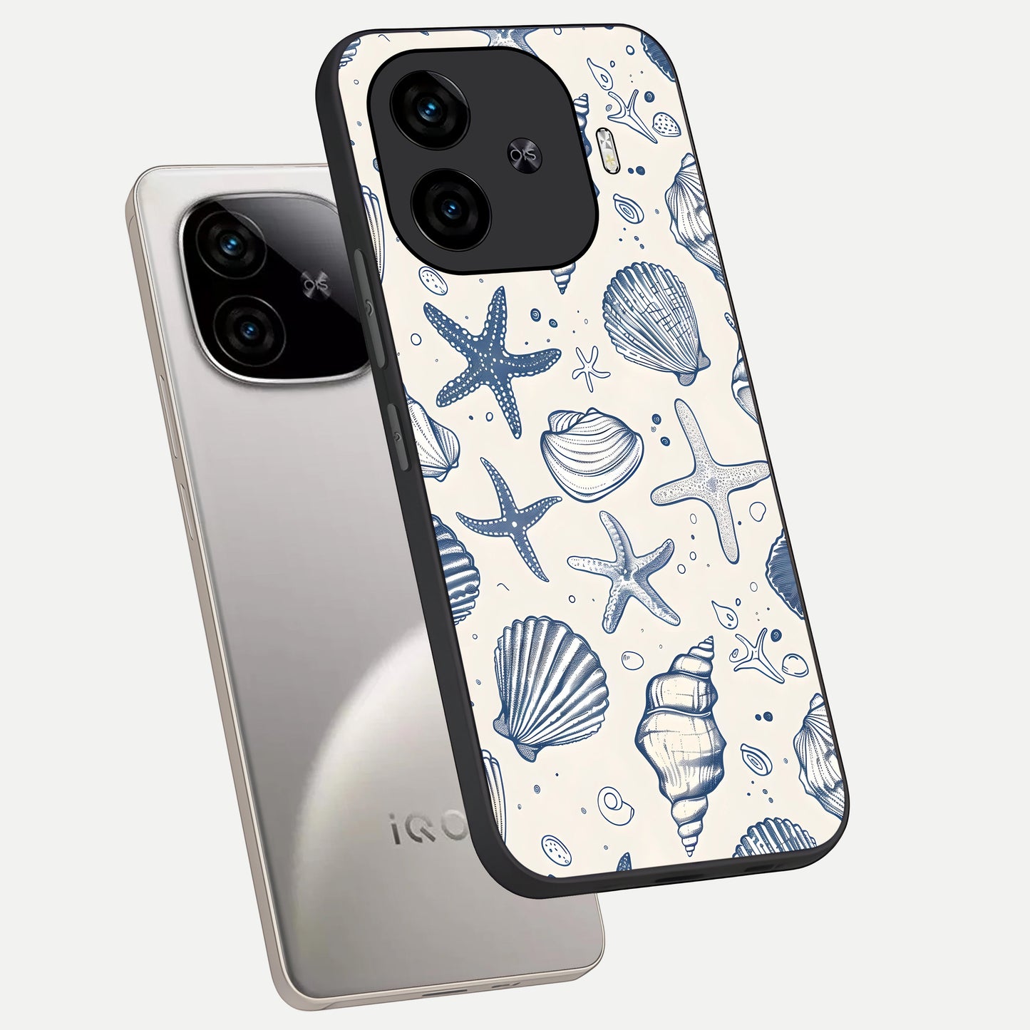  Blue Ocean Outline phone case for  iQOO Z9 Turbo showing premium glass back cover with detailed artwork