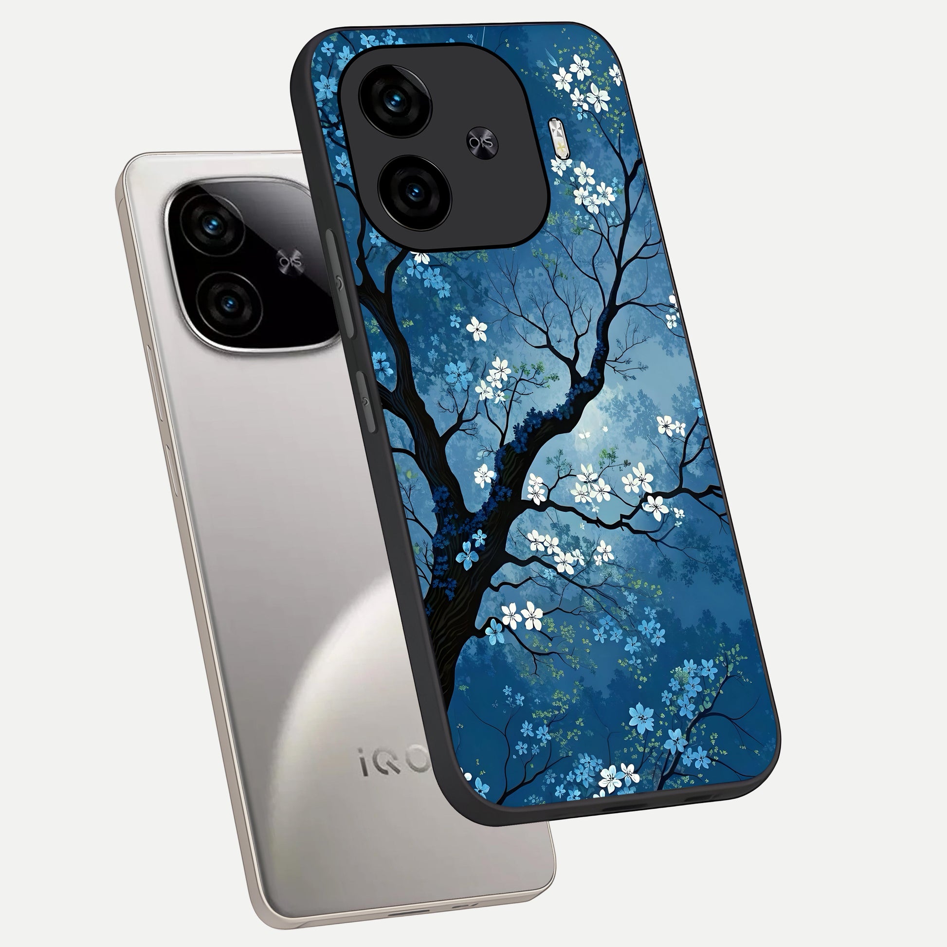  Blue Tree Serenity phone case for  iQOO Z9 Turbo showing premium glass back cover with detailed artwork