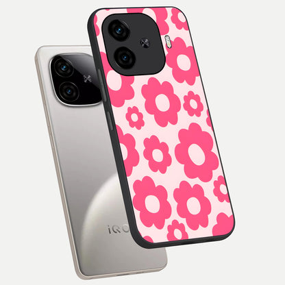  Blush Flower Pop phone case for  iQOO Z9 Turbo showing premium glass back cover with detailed artwork
