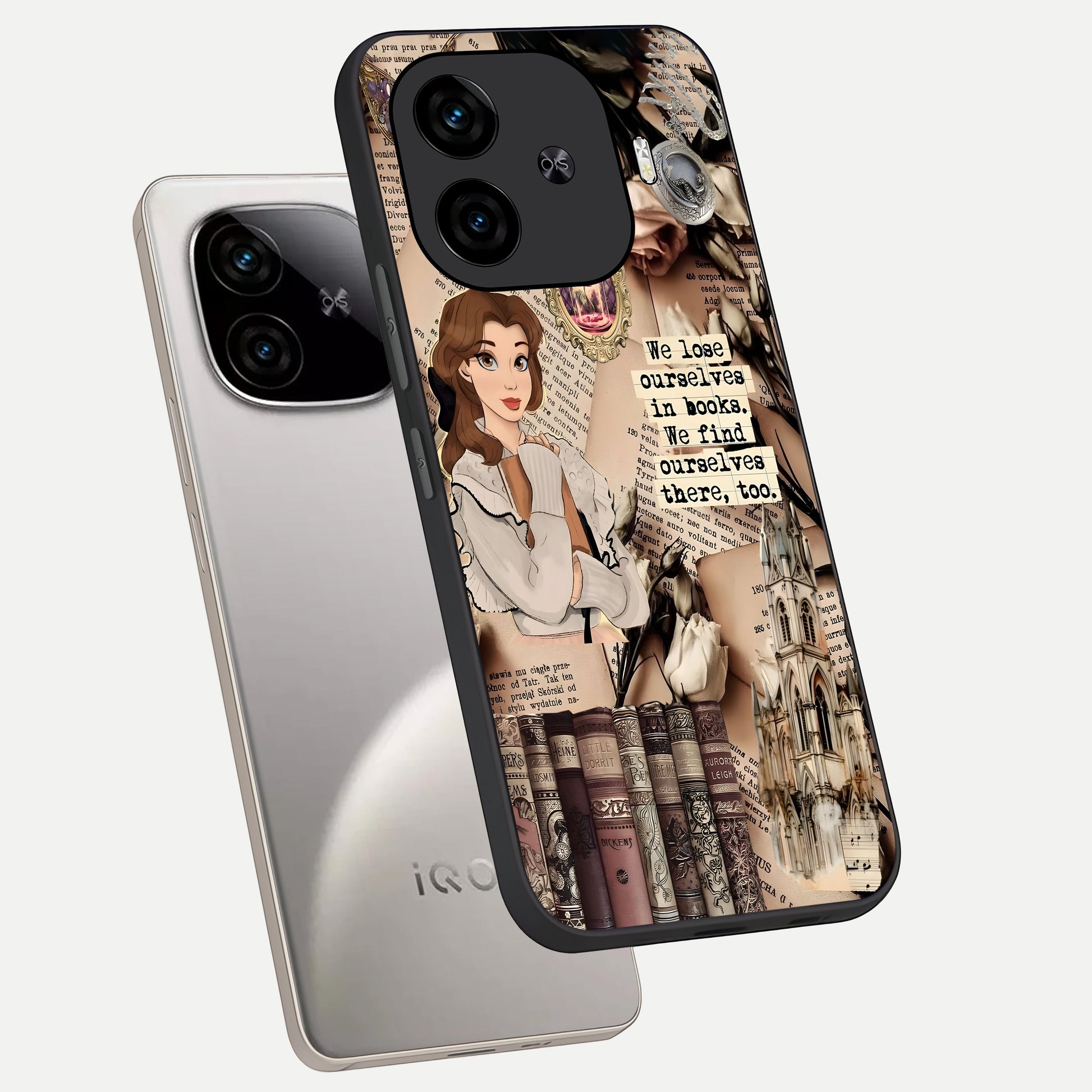  Bookish Dream World phone case for  iQOO Z9 Turbo showing premium glass back cover with detailed artwork