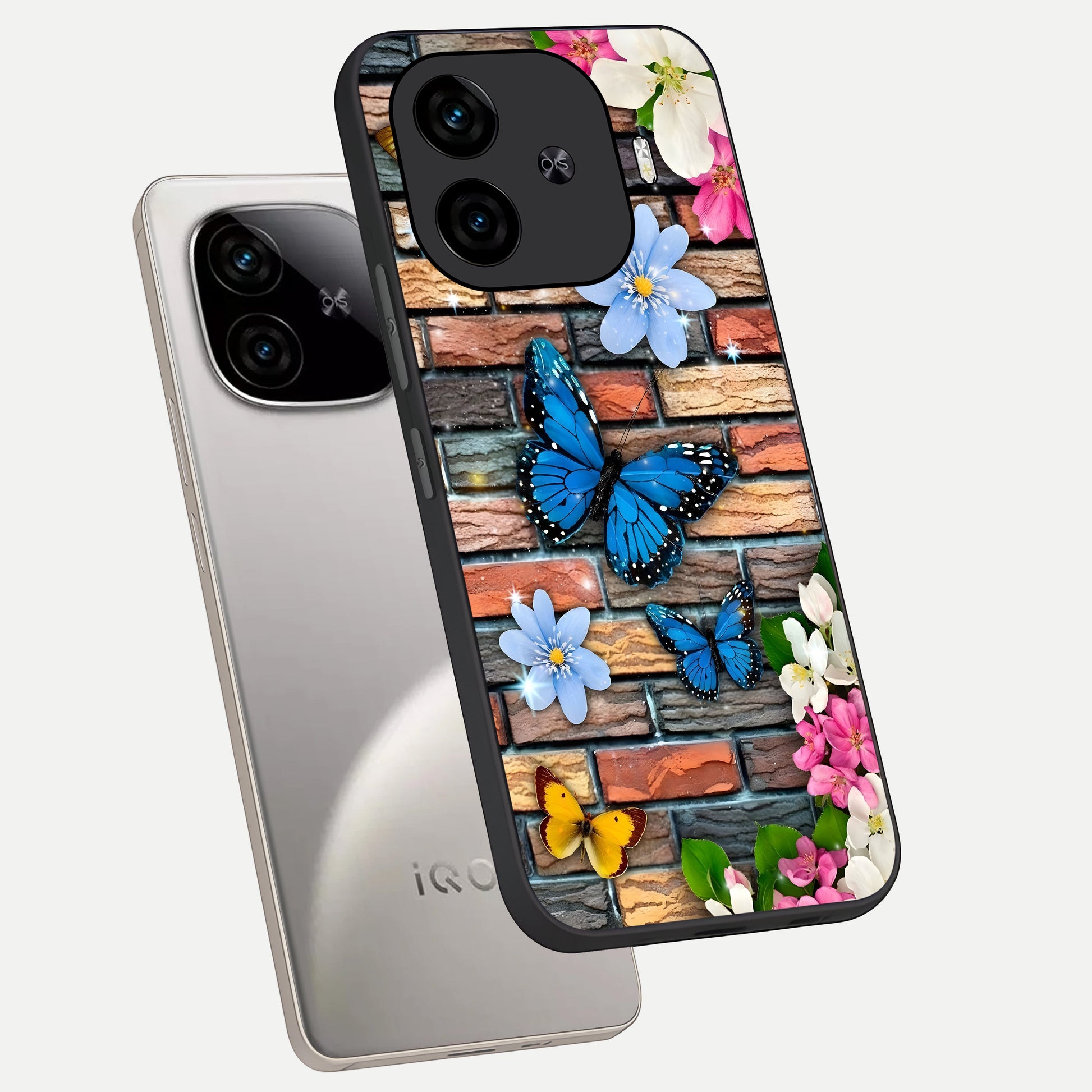  Brick Bloom Flight phone case for  iQOO Z9 Turbo showing premium glass back cover with detailed artwork