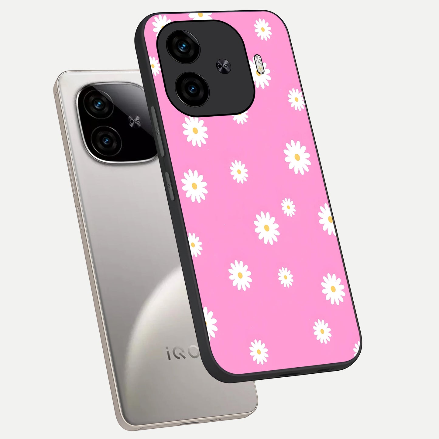  Bubblegum Daisy Pop phone case for  iQOO Z9 Turbo showing premium glass back cover with detailed artwork