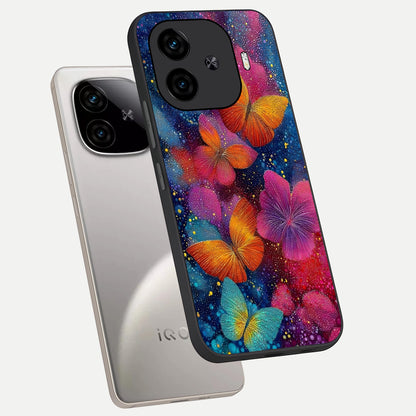  Butterfly Dream Mist phone case for  iQOO Z9 Turbo showing premium glass back cover with detailed artwork